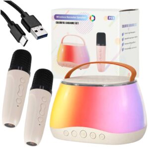 Zestaw karaoke: głośnik Bluetooth RGB i 2 mikrofony